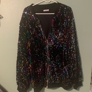 Vibrant Sequin Bomber Jacket